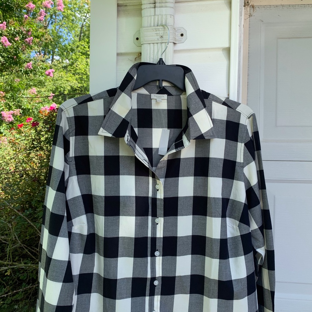 NWT Talbots Cute Black & Cream Buffalo Plaid Check - Picture 2 of 6